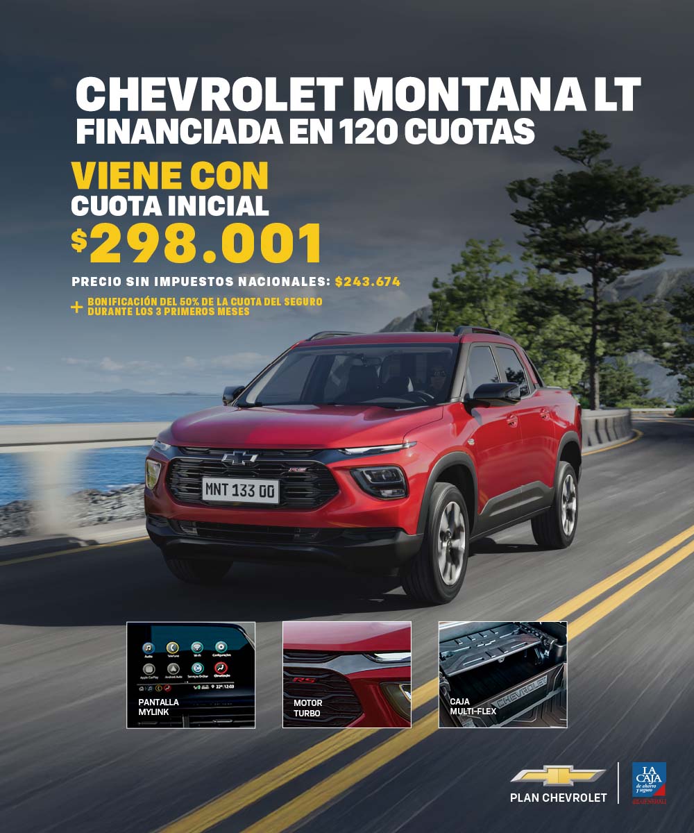 Chevrolet Montana LT con promoción de financiamiento y cuota inicial.